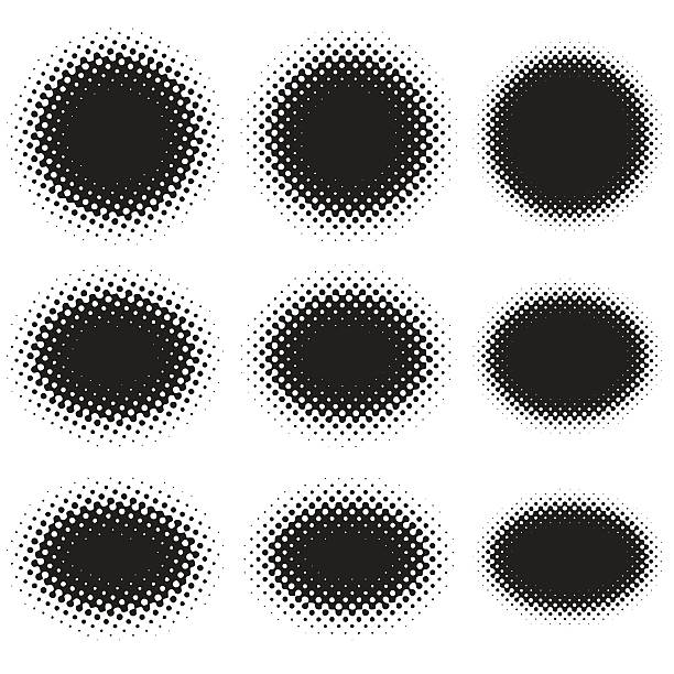 Halftone Ellipse Shape Set On White vector art illustration