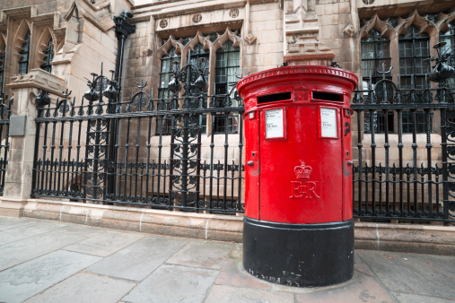 Traditional British Post Box in London.