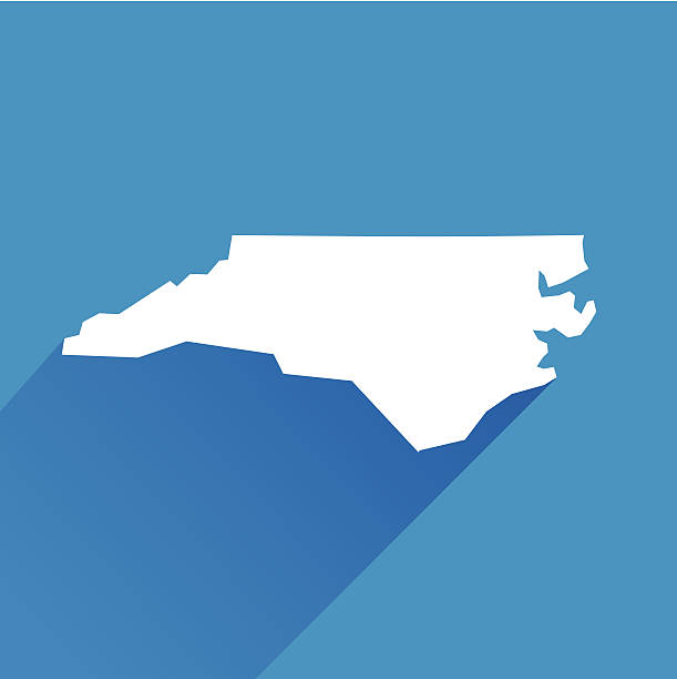 North Carolina Vector illustration of a blue North Carolina state icon with shadow. state of north carolina map stock illustrations