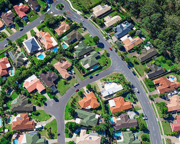Suburban houses Aerial view of  australian suburban houses queensland stock pictures, royalty-free photos & images