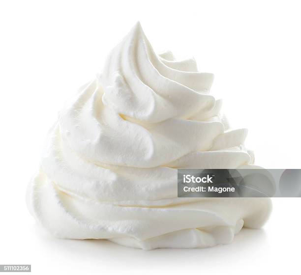 Whipped Cream On White Background Stock Photo - Download Image Now - Whipped Cream, Cream - Dairy Product, Whipped Food