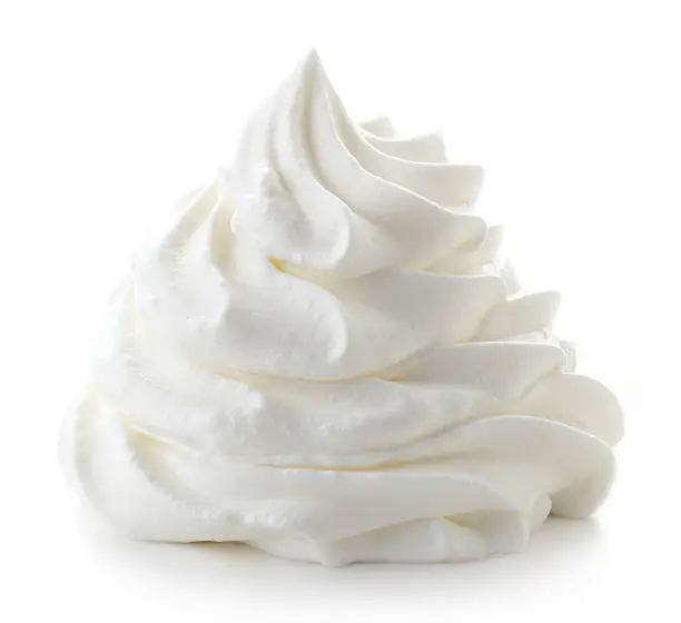 Photo of whipped cream on white background