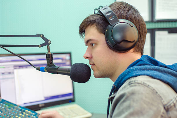 istock Man portrait radio DJ 511105260