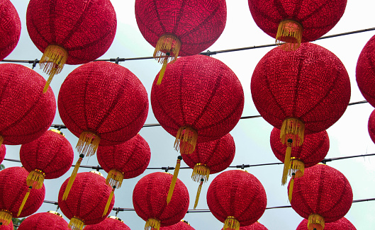 Chinese red paper lanterns hanging