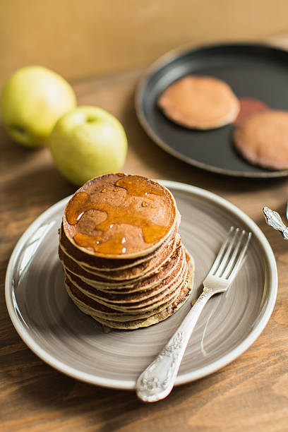 istock Delicious pancakes close up, with honey 511106208