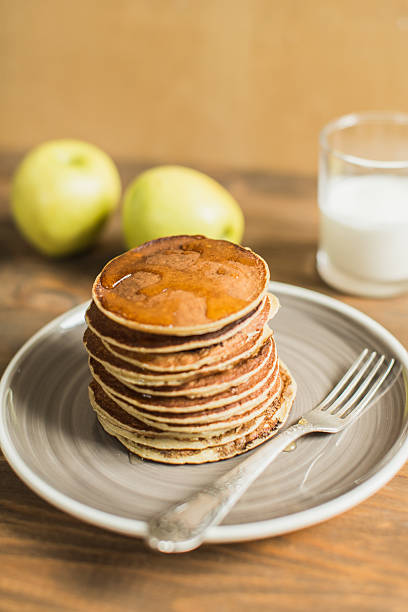 istock Delicious pancakes close up, with honey 511106690