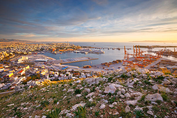 Port in Piraeus. stock photo