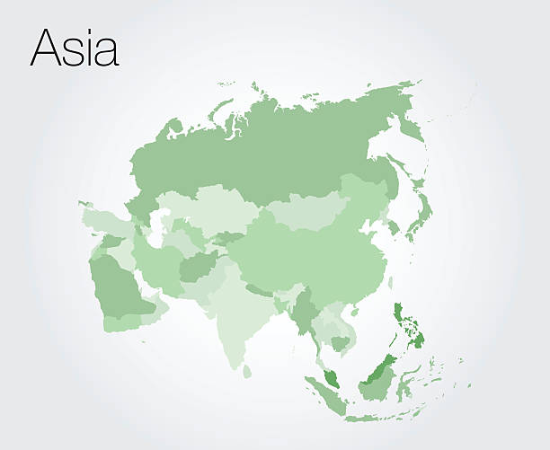 아시아 맵 - india map cartography continent stock illustrations