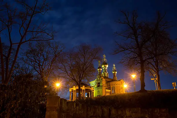 Russian chapel mathildenhoehe darmstadt germany at night