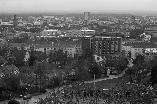 darmstadt germany cityscape from above black and white