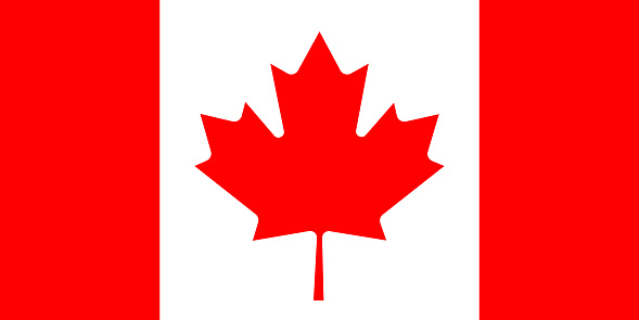 Canadian Maple Leaf Flag. Original size and ratio in original RGB colors.