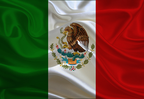 Mexico flag waving on Independence Day - September 16