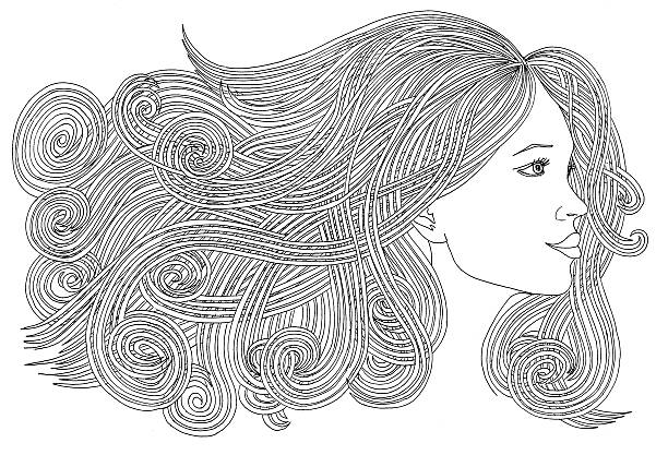 istock Profile of beautiful woman with waving hair.Graphic style. 511113120