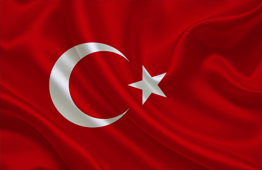 Turkey flag, three dimensional render, satin texture