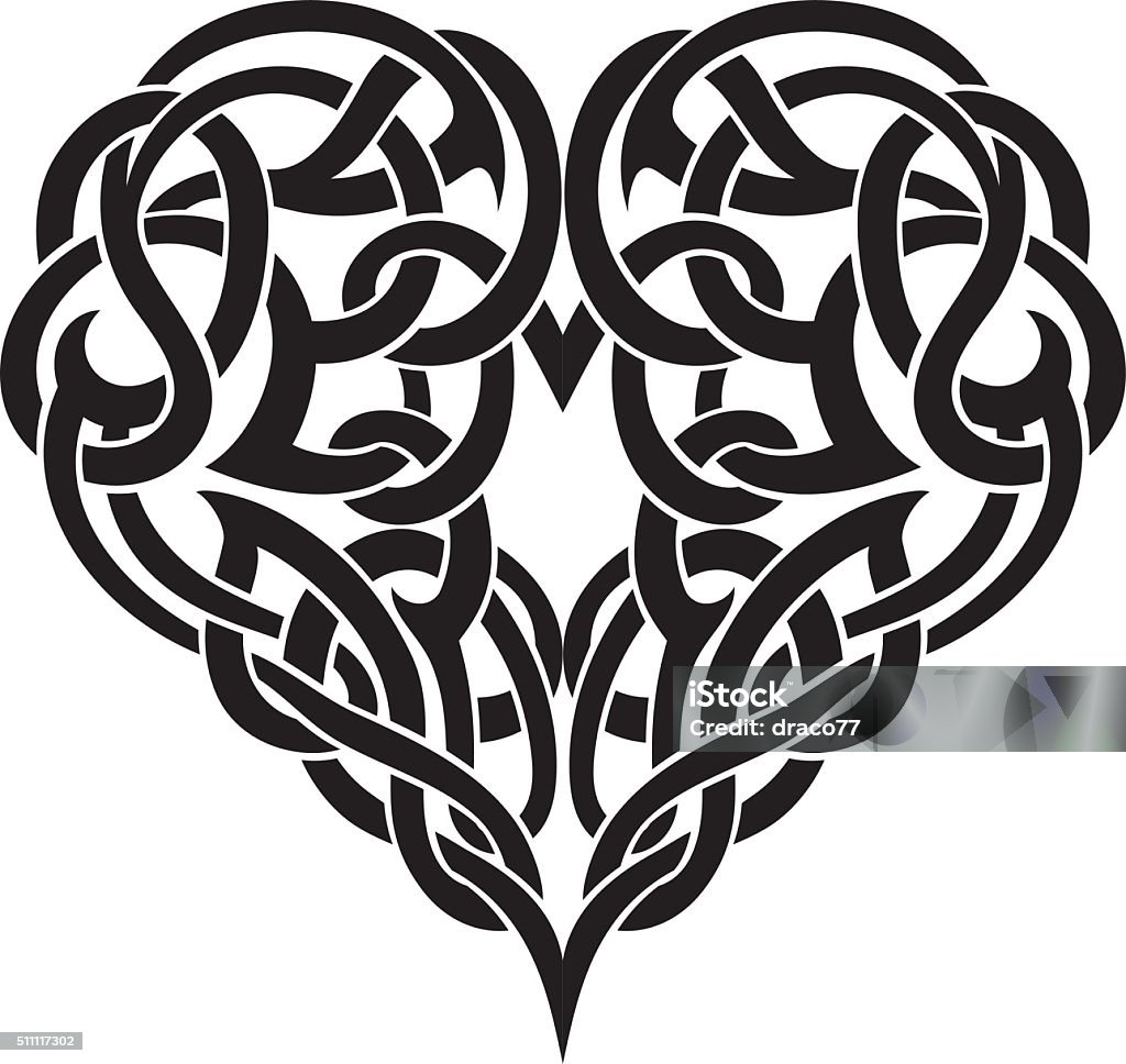Celtic Heart Tattoo Ornate Love Symbol Shape Heart Shape stock vector