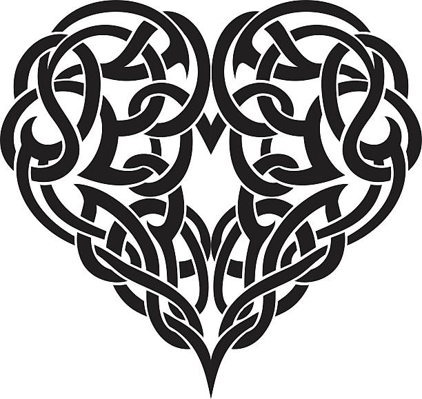 Celtic Heart Tattoo Ornate Love Symbol Shape celtic knot heart stock illustrations