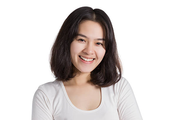 istock Young Asia woman with smiley face isolated on white. 511118460