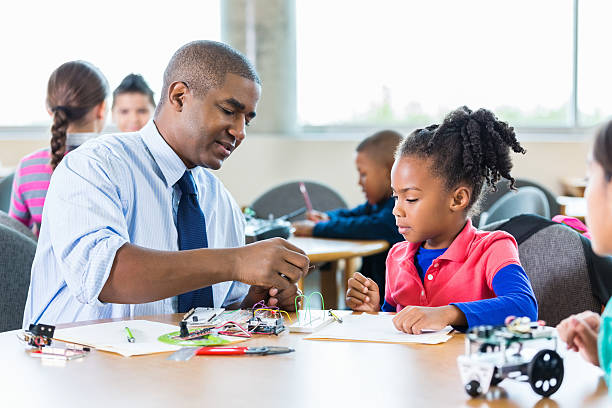 istock Teacher helps student in after school engineering club 511119544