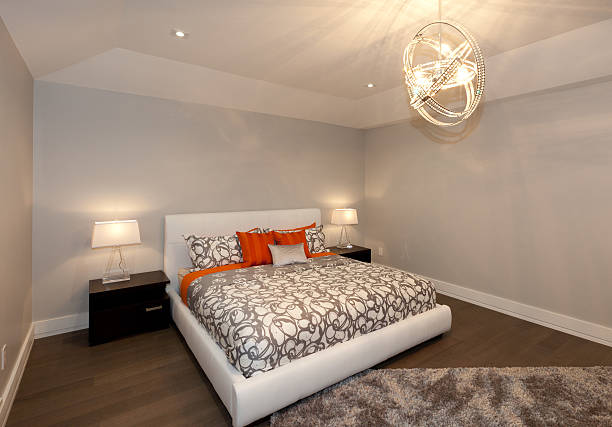 Bedroom Modern bedroom in new luxury house trishz stock pictures, royalty-free photos & images