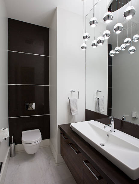 Powder room Powder room in new luxury house trishz stock pictures, royalty-free photos & images