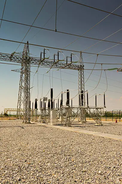 Photo of Electricity relay station with high-voltage insulator, Turkey