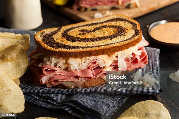 Homemade Reuben Sandwich Stock Photo - Download Image Now - Reuben Sandwich, Rye - Grain, Corned Beef