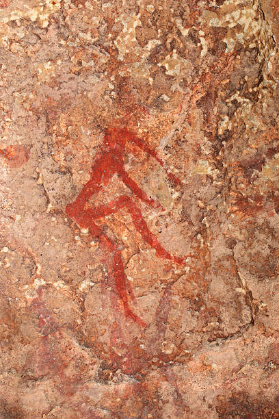 부시맨 바위산 페인팅 - cave painting rock africa bushmen 뉴스 사진 이미지