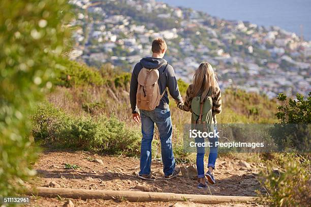 Out On The Trail Together Stock Photo - Download Image Now - 20-29 Years, Activity, Adult