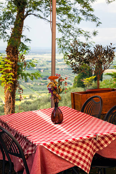 istock Restaurant's dehor over the Tuscan coastline. color image 511133977