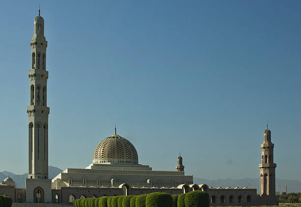 Oman, Middle East: architectural details of the Sultan Qaboos Grand Mosque in Muscat, the largest mosque in Oman completed in 2001, free access, open to public and also to non muslims
