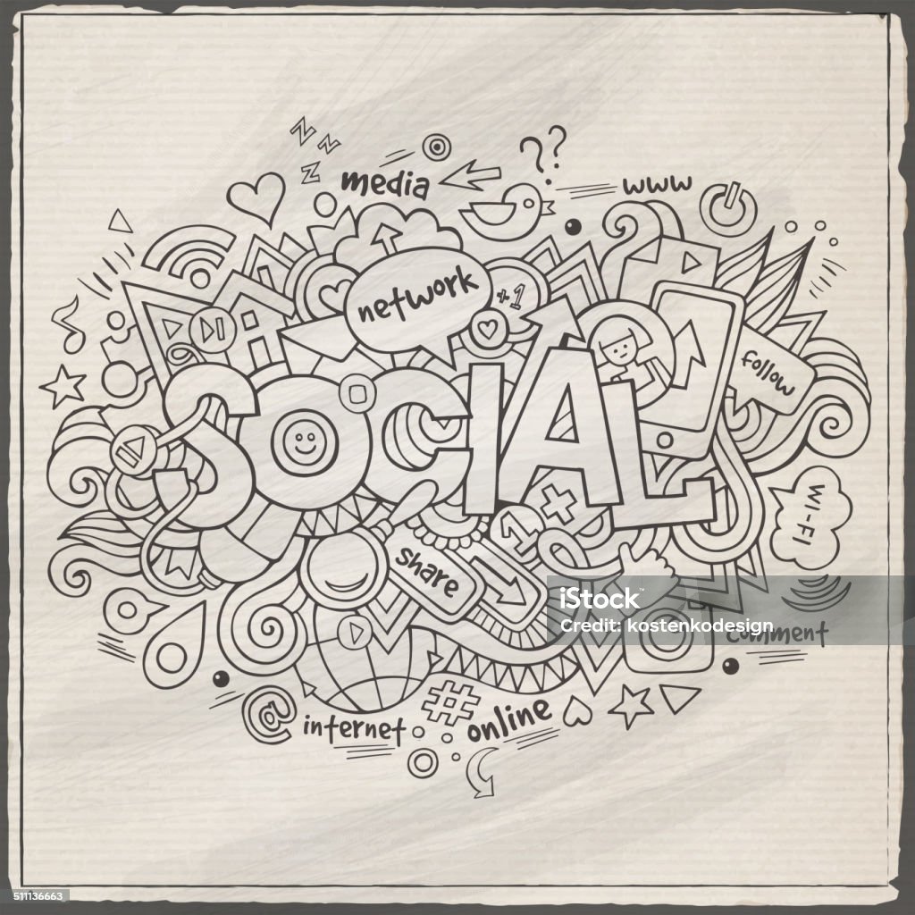 Socialization Lettering Social Hand Lettering And Doodles Elements Background Stock ...