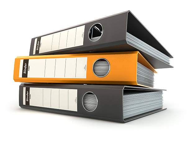 file folders or ring binders full with office documents. - ringpärm bildbanksfoton och bilder