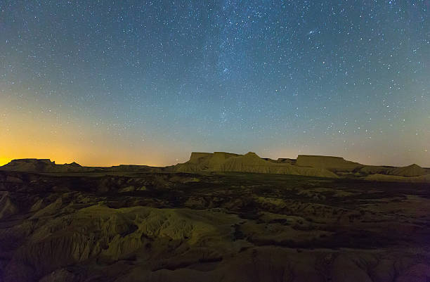 istock view  desert landscape in   night. Navarra 511194390