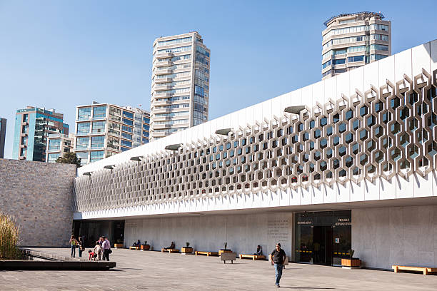 Mexico City, Mexico - December 17, 2013: View of the building of the Museo Nacional de Antropologia (National Museum of Anthropology). It was built in 1964 and designed to harbor and display the archaeological heritage of the peoples of Mesoamerica