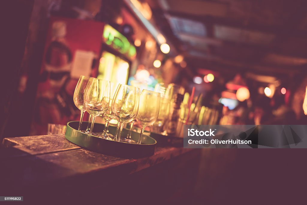 Budapest ruin bar faded A close up of a ruin bar with drinks in Budapest. Budapest Stock Photo