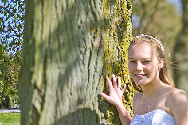 Girl the day of the confirmation stock photo