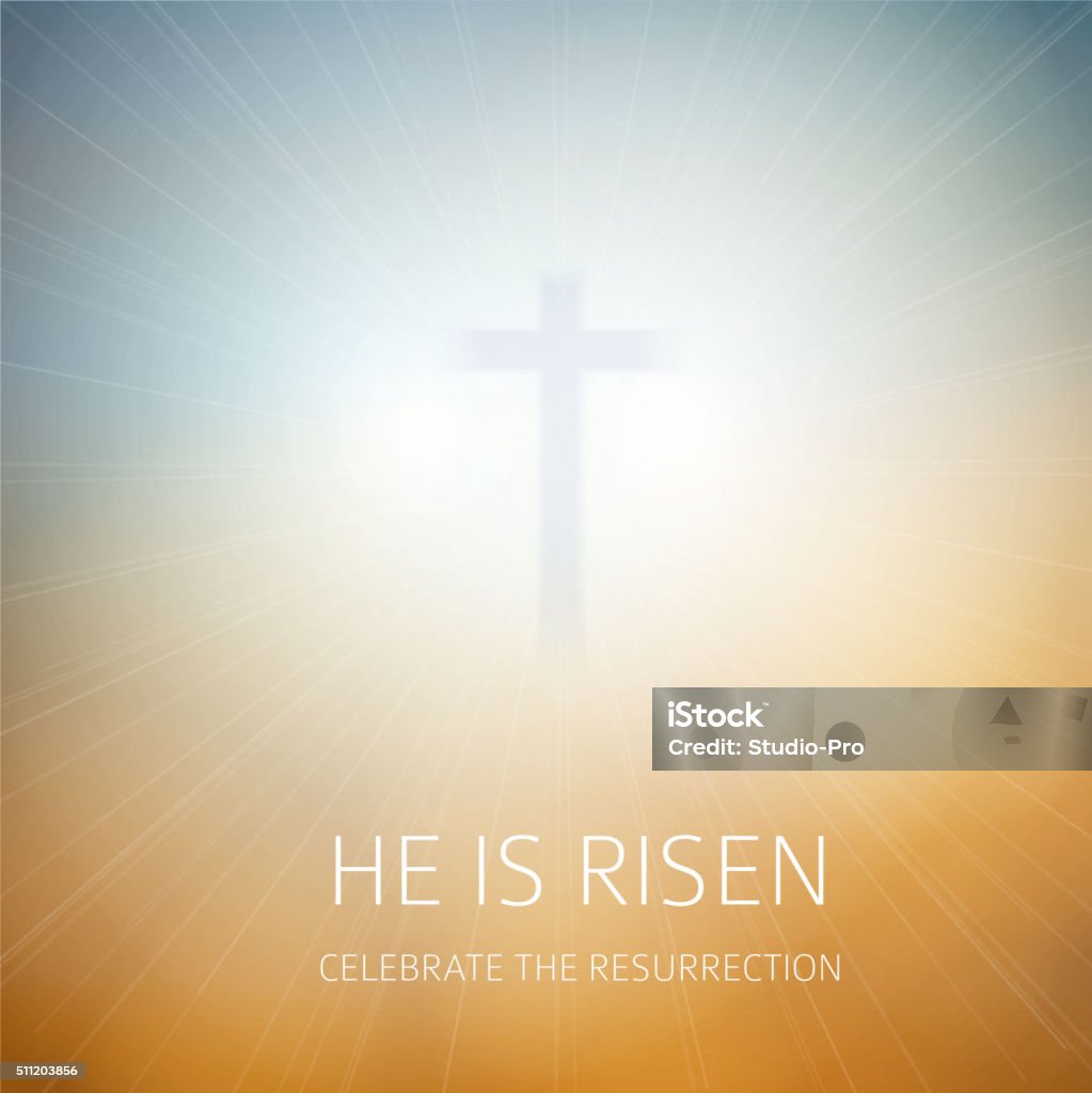 Easter christian background resurrection Easter christian background He is risen with space for your text. EPS 10 vector illustration, contains transparencies. High resolution jpeg file included(300dpi). Religion stock vector