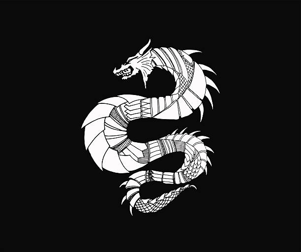 istock Hand draw ornamental dragon outline illustration with decorative ornaments 511204778
