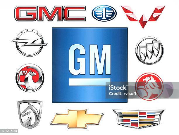 Brands Of General Motors Company Printed On Paper Stock Photo - Download Image Now - General Motors, Holden, Symbol