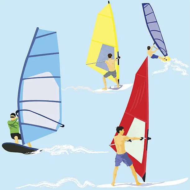 Vector illustration of Windsurfers