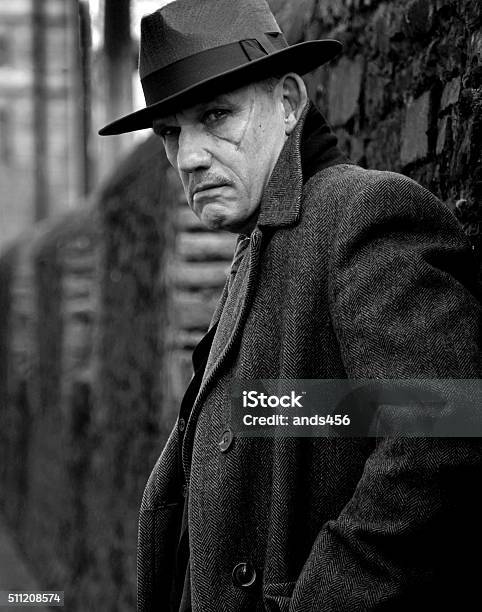 Black And White Portrait Of Gangster Stock Photo - Download Image Now - 1940, Black And White, Photography