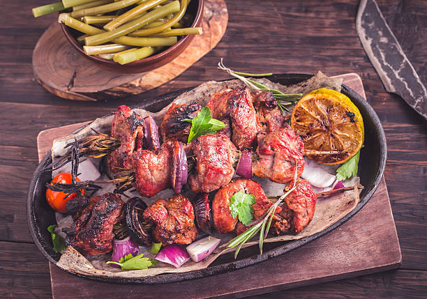 istock Grilled pork skewers closeup 511213412