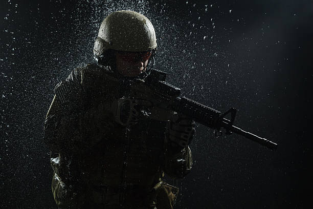 US Army soldier in the rain