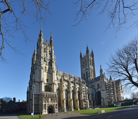 Canterbury Cathedral in Canterbury, Kent, is one of the oldest and most famous Christian structures in England and forms part of a World Heritage Site. 