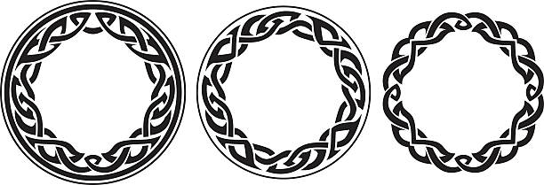 원형 셀틱 머리밴드 설정 - celtic knot illustrations stock illustrations