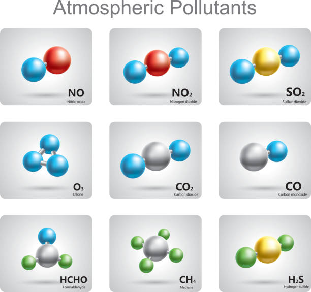 ilustraciones, imágenes clip art, dibujos animados e iconos de stock de emisión de determinados contaminantes atmosféricos - nitric oxide