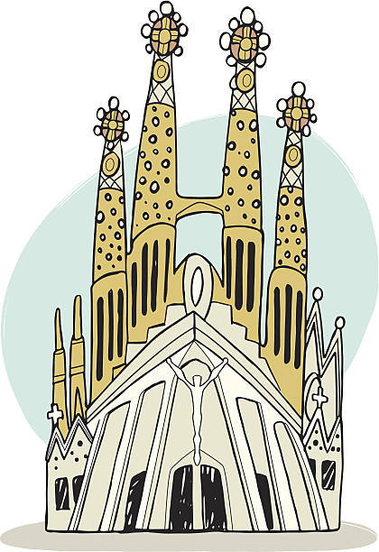 ilustraciones, imágenes clip art, dibujos animados e iconos de stock de sagrada familia, barcelona - barcelona spain antonio gaudi sagrada familia