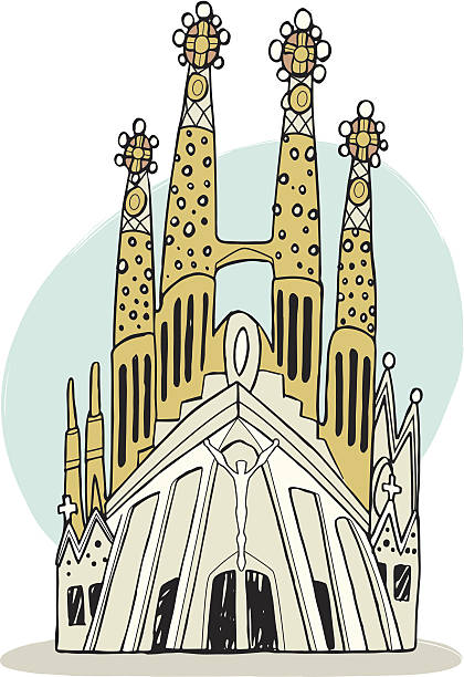 ilustrações, clipart, desenhos animados e ícones de sagrada familia, barcelona - church steeple vector christianity