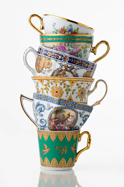 istock Pretty Antique Tea and coffee cup tower 511240409