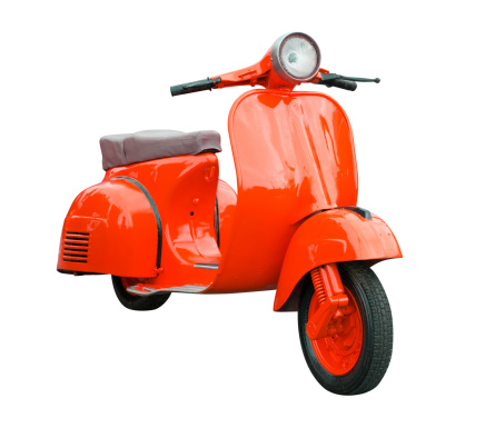 Red Retro Motorcycle isolated on white background with clipping path